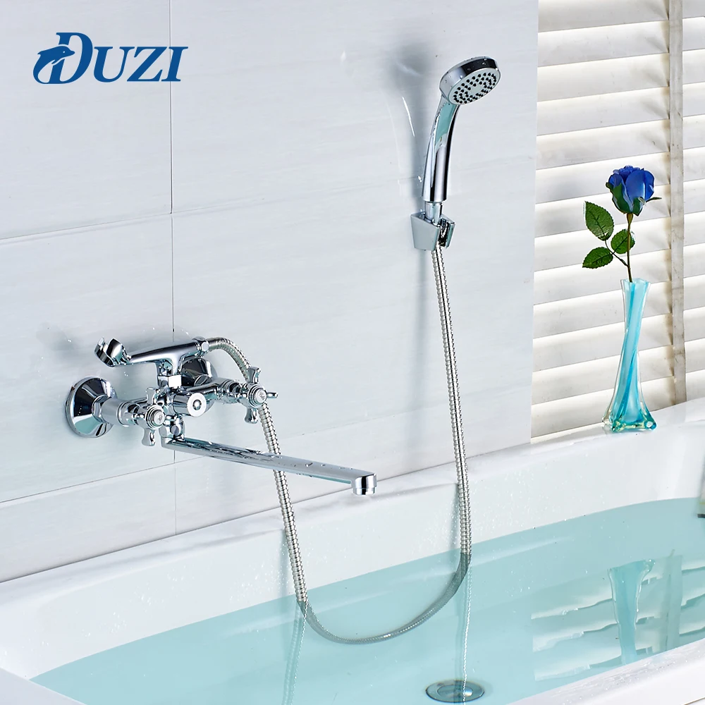 

Wall Mounted Rain Shower Chrome Polished Brass Shower Tap Bathtub Faucet With Hand Shower Bath Shower Faucet Set Cold &Hot Water