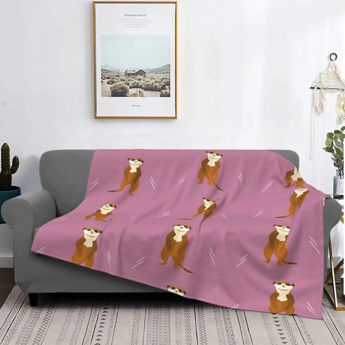 

Meerkats On-Manta morada, colcha para cama, sofar a cuadros, toalla de playa, manta de пикник, manta ponderada