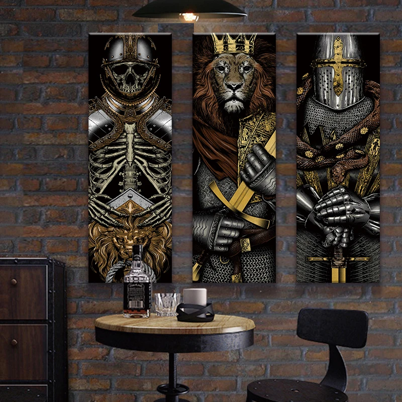 Картина на холсте современное искусство аниме рыцарь воин промышленная картина