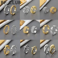 bfclub 925 sterling silver open rings for women chain shape open geometic trendy anillos birthday wedding gift