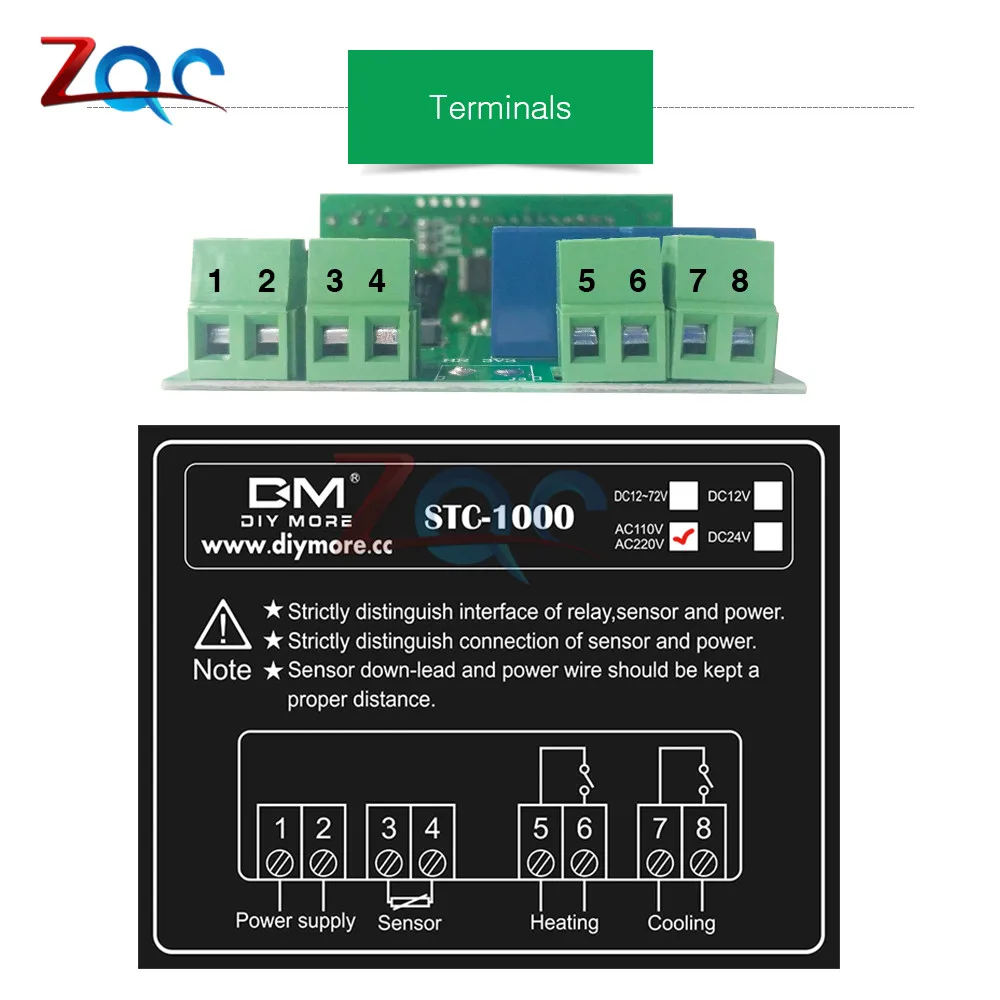 STC-1000 AC 110 V-220 V светодиодный цифровой регулятор температуры Терморегулятор термостат инкубатор метр Нагреватель Охладитель DC 12 V-72 V 24V