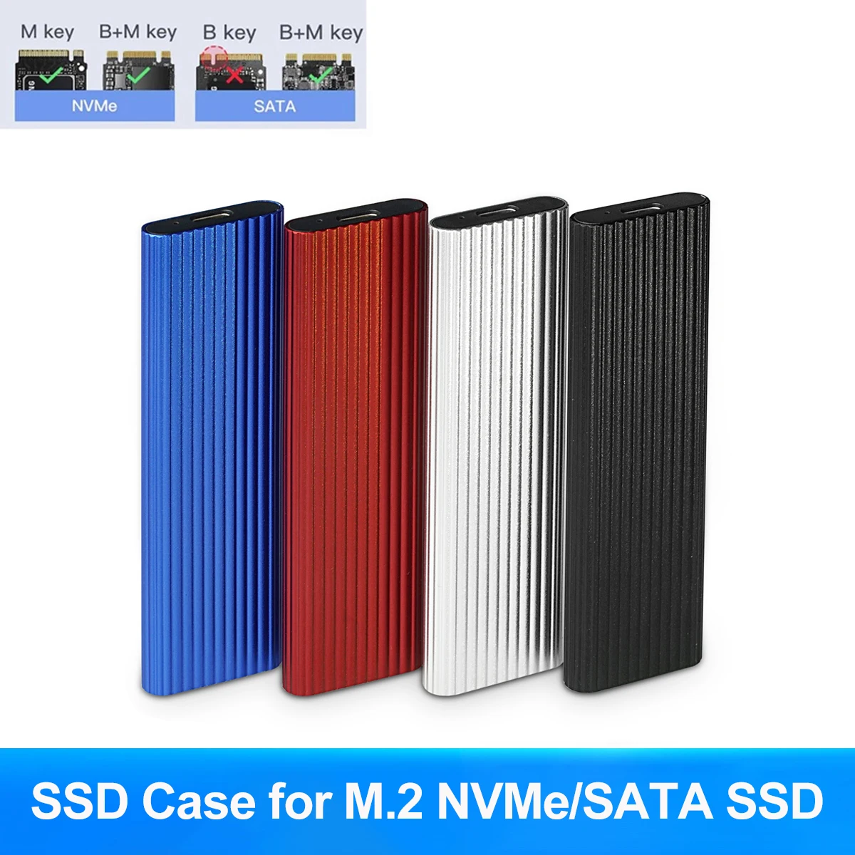 

M2 NVMe SSD Case 10Gbps M.2 NVMe SSD Enclosure HDD Box Dual Protocol M2 NVMe/SATA Adapter for M.2 SSD Box Type-A to Type-C Cable