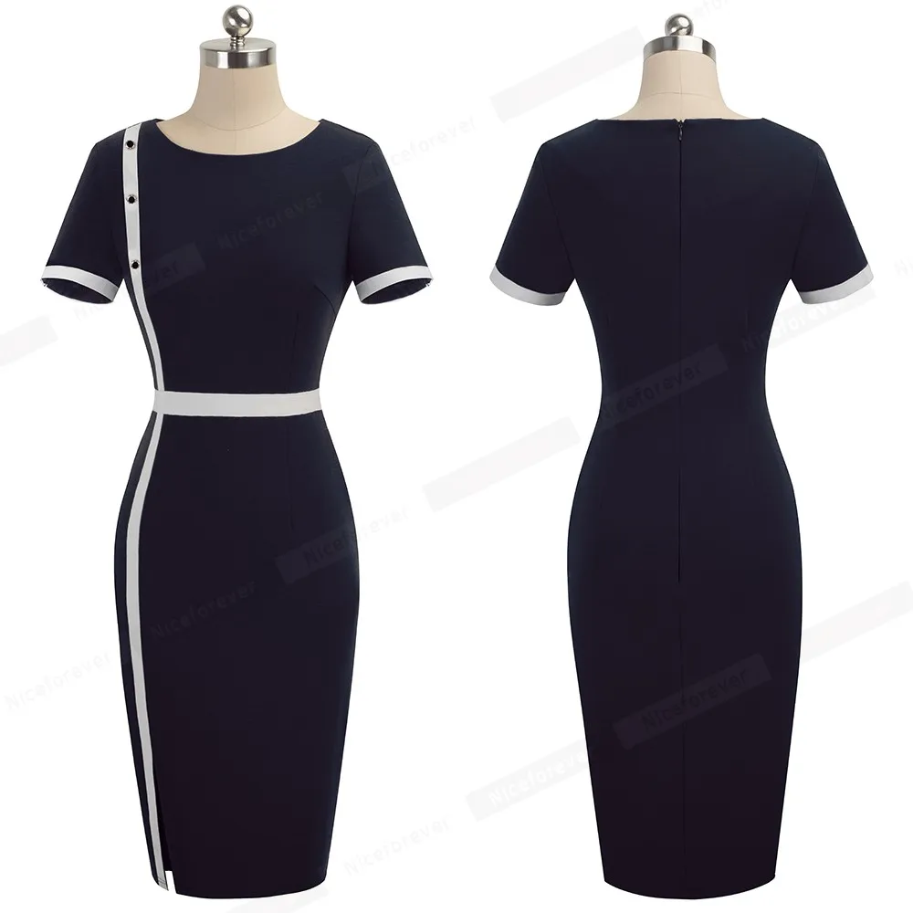 Женское винтажное облегающее платье Nice-Forever элегантное контрастное пестрое