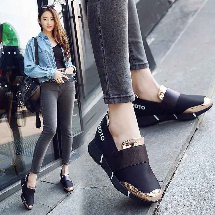 

New Women Femine Slip-On Casual Thicken Soft Soled Plimsolls Moccasin Zapatillas Flat Lazy Leisure Flattie Shoes
