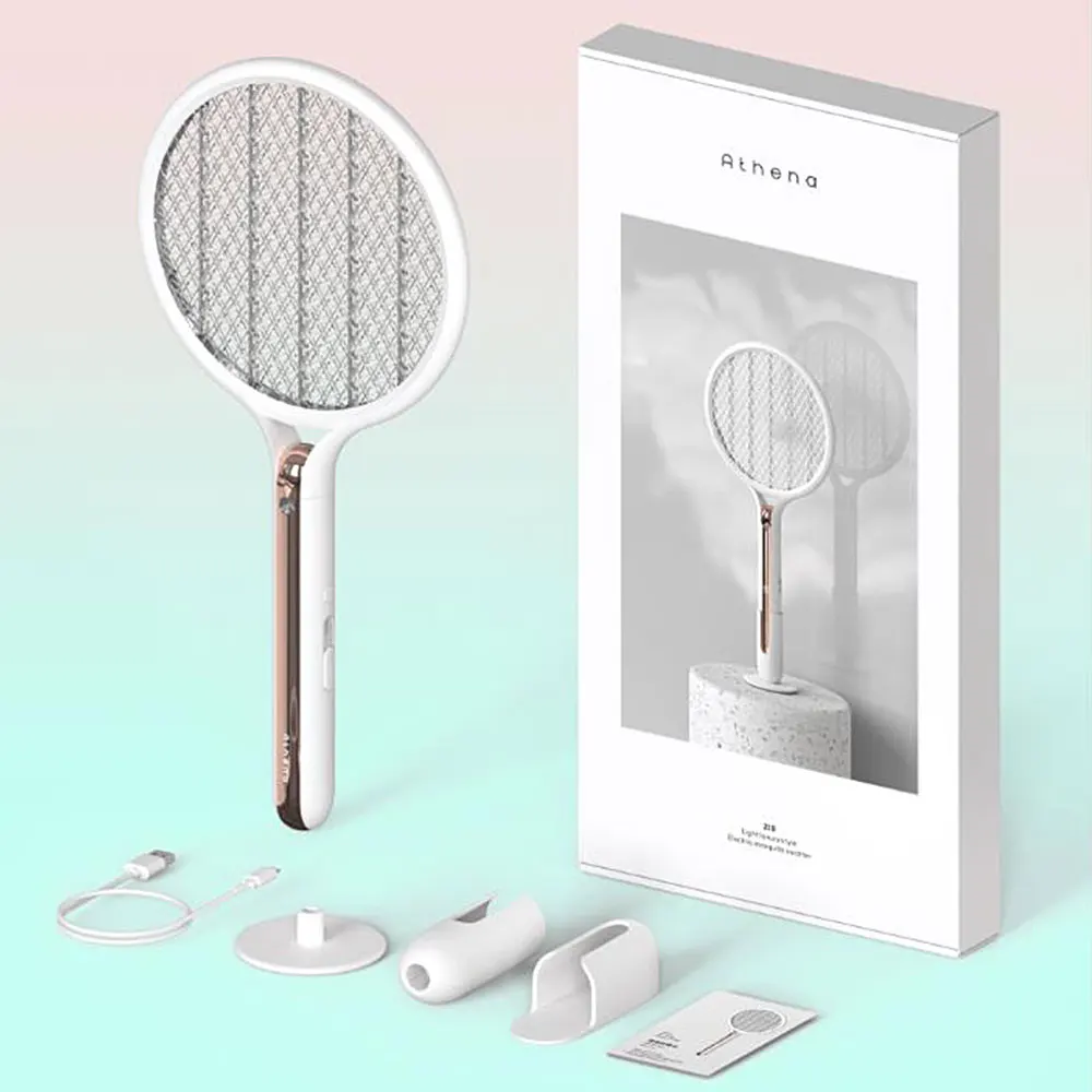 

2 In 1Handheld Wall Mounted Electric Mosquito Swatter With Storage Base Rechargeable Purple Light Trap Insect Mosquitoes Killer