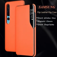for samsung s21 s20 ultra s20 s21 plus flip leather case smart window view magnetic closure phone book stand smart sleep wake