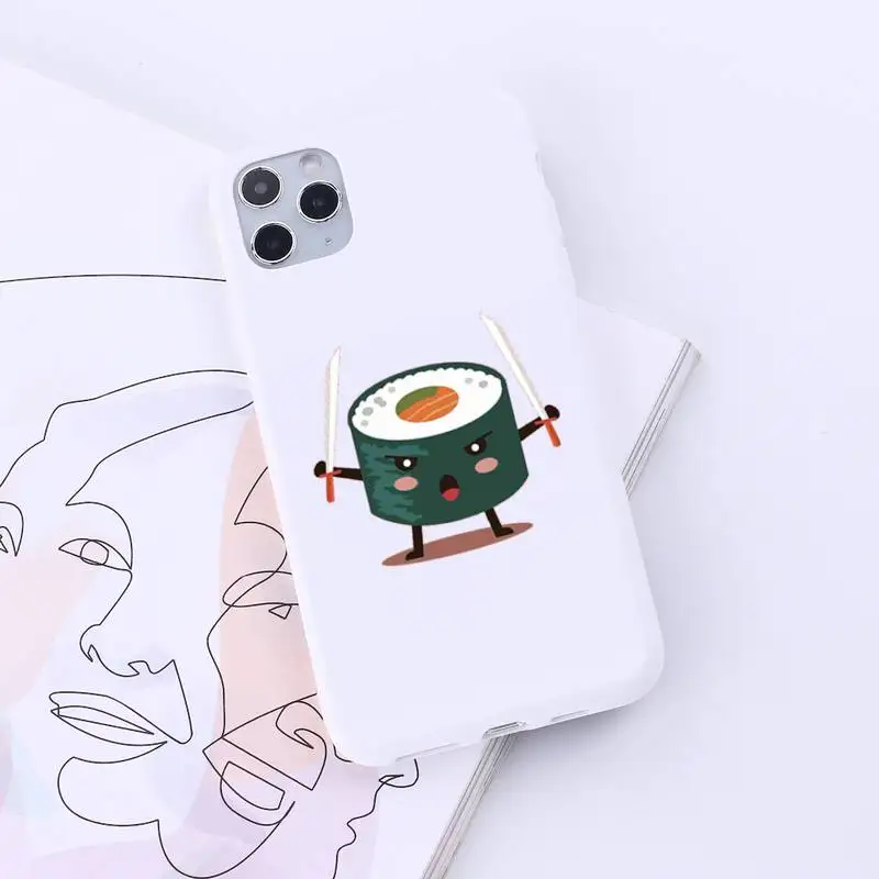 

Sushi Japanese food Phone Case Candy Color for iPhone 6 7 8 11 12 s mini pro X XS XR MAX Plus