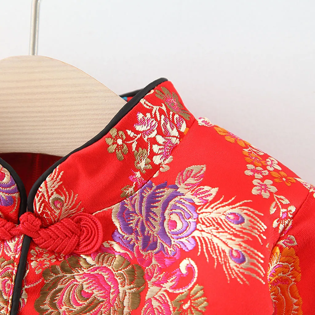 Детские платья для маленьких девочек китайский новогодний костюм Тан вечерние в