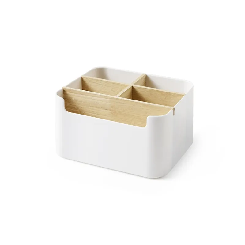 

Remote Control Holder Desktop Makeup Organizer 5-Compartment Storage Box Stationery Holder Organizer For Living Room Bathroom MJ