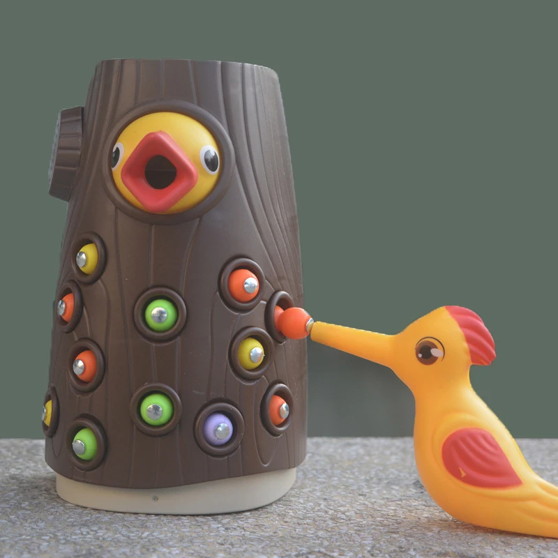 

Fishing Early Montessori Educational Toys For Children Wooden Animal Toys Baby Gift Kids Woodpecker Catching Bugs With Magnet