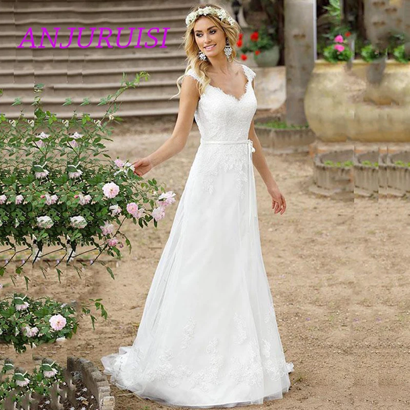 Женское свадебное платье It's yiiya белое пляжное платье-трапеция с кружевной