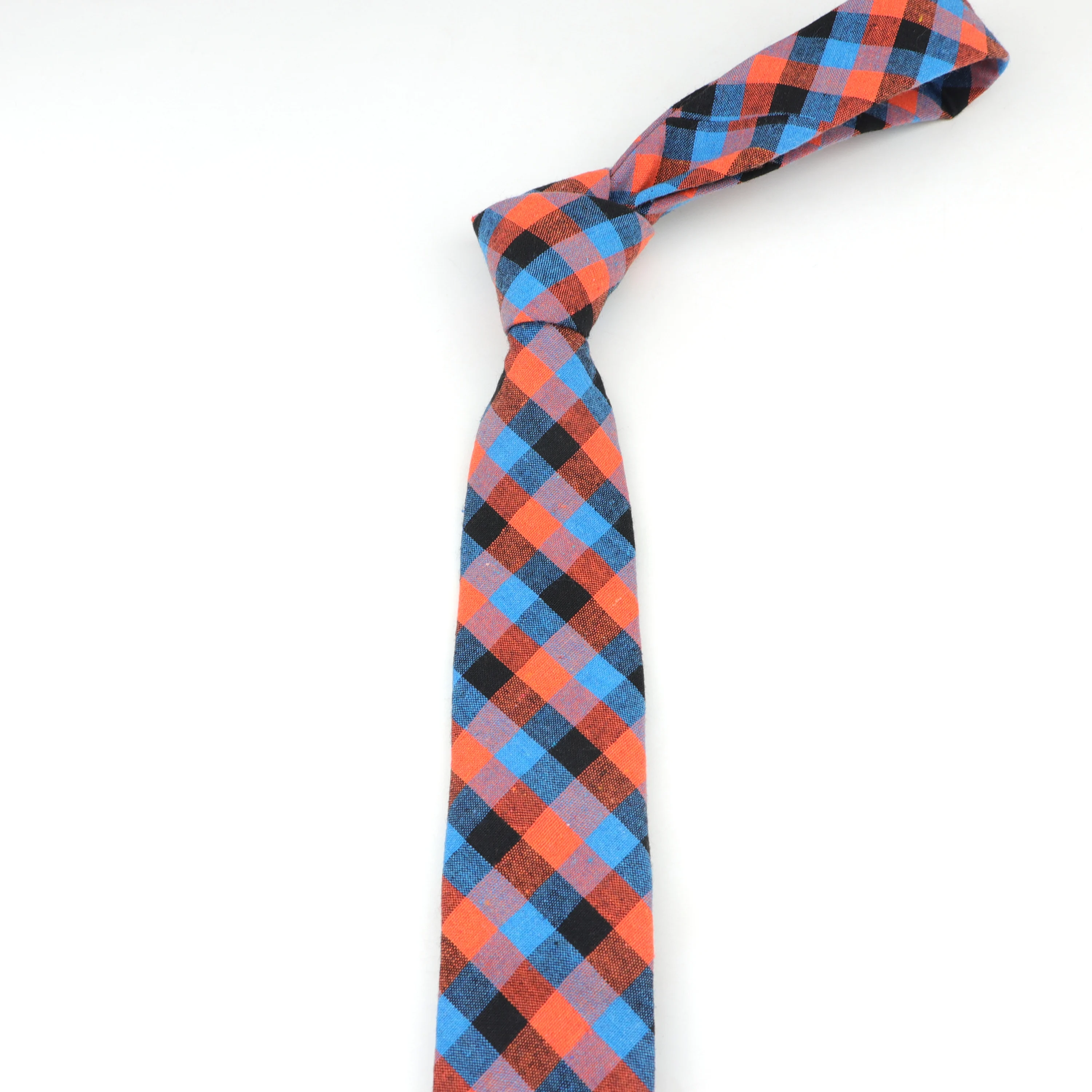 Набор галстуков и зажимов Модный хлопковый клетчатый галстук 6 см с мультяшным