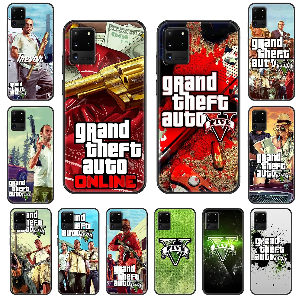 

Game Grand Theft Auto GTA 5 Phone case For Samsung Galaxy S 3 4 5 6 7 8 9 10 E Plus Lite Edge black trend coque pretty