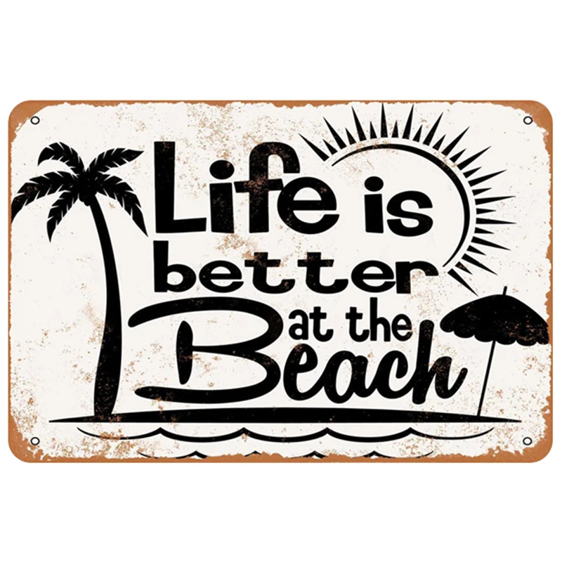 Металлическая винтажная Жестяная Табличка для пляжа булавка потертый Шикарный