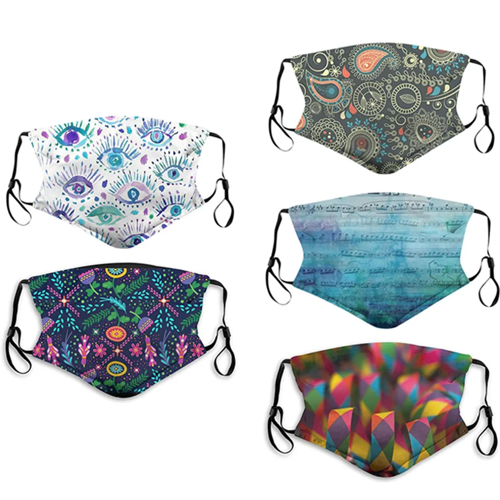 

Fashion Print Double-Layer Dust Masks Cycling Mask Earloop Washable Outdoor Sports Breathable Protetive Facemask Men Women