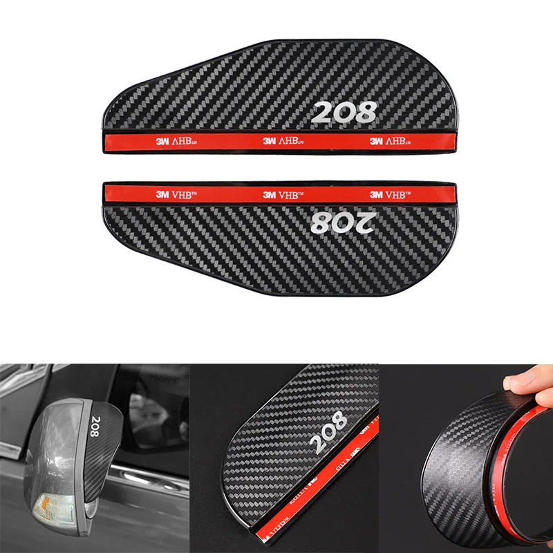 Черный Автомобильный Чехол для зеркала заднего вида с защитой от дождя и воды 2 шт. боковой экран Peugeot