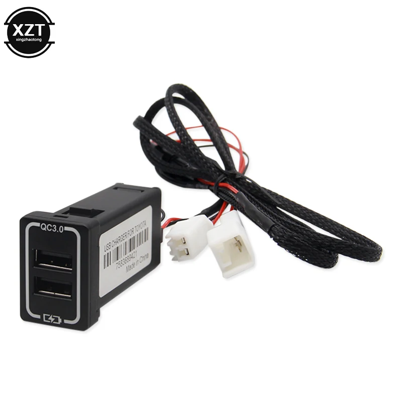 quick charge car charger dual qc3 0 usb interface socket fast car charger use for toyota camry corolla yaris rav4 reiz cruiser free global shipping