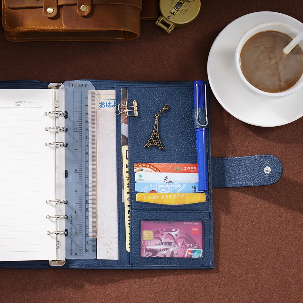 Новое поступление колец блокнот А5 Размер повестка дня Органайзер яловичный