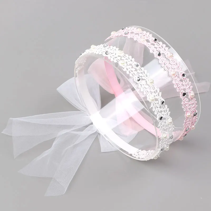 

2Pcs Cute Lace Baby Headband Toddler Hair Accessories Girls Turban Headwear Infant Bow Pearl Hair Band Headband Newborn Headwear