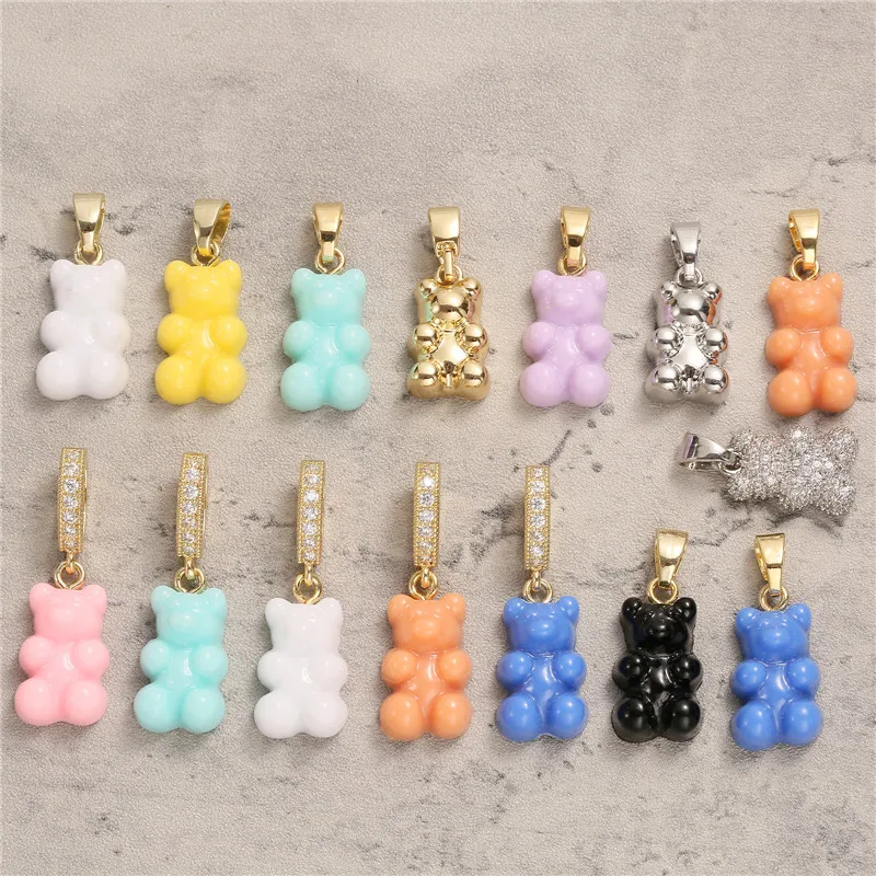 1 шт. милые Подвески карамельных цветов из смолы в виде жевательного медведя