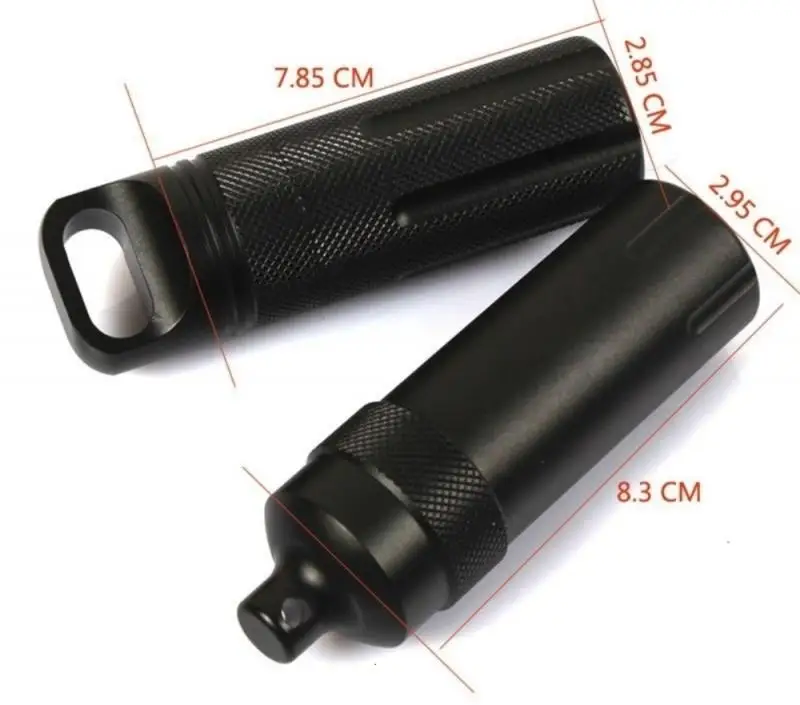 

1pcs CNC Aluminum Alloy Full Waterproof Survival Tank Camping Survival Storage Box Medicine Bottle Outdoor Life-saving Equipment