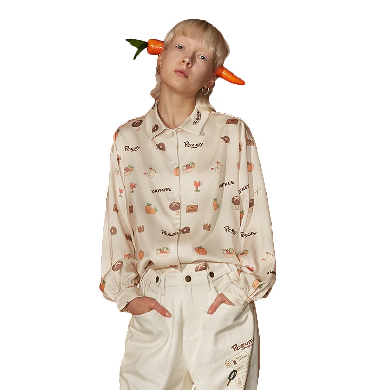 Повседневная рубашка Unifree Новые Топы на каждый день свободные с длинным рукавом