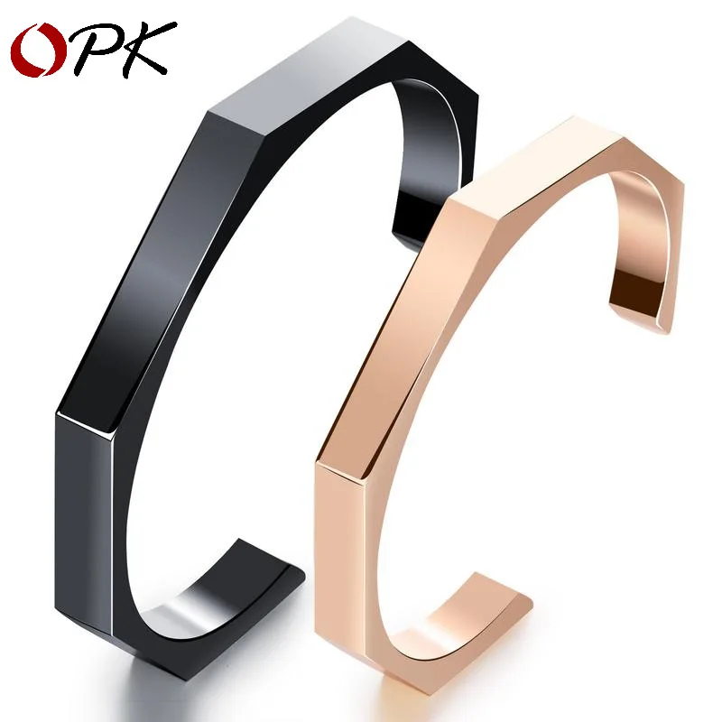 

The bracelet cut surface openings Titanium steel rose gold plating black couple bracelet nail bangle love bracelet bracelet