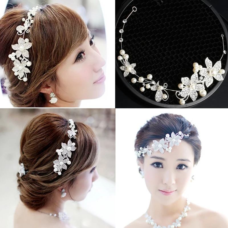 

Women New Bridal Wedding Hair Flower Clip Jewelry Crystal Pearl