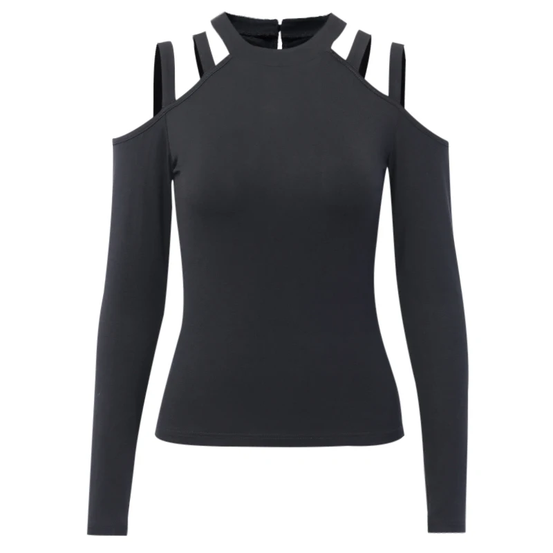 Imily Готическая футболка женская сексуальная с открытыми плечами открытая