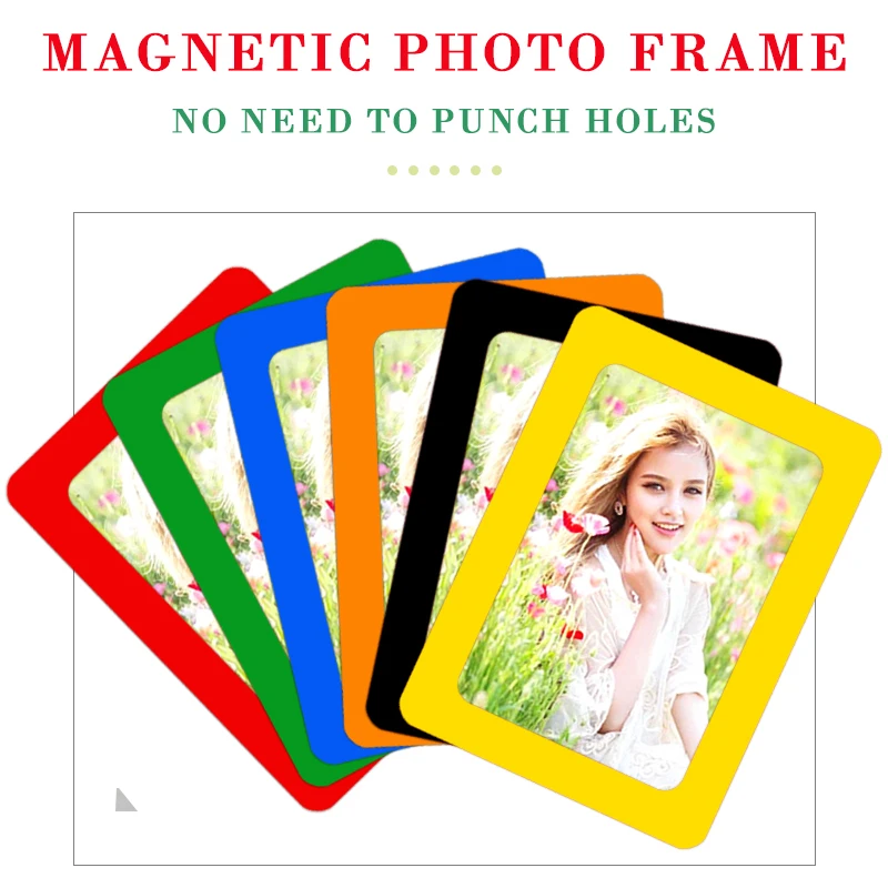 

YIBAI Colorful Single Layer Crystal Picture Frame Use for Refrigerator and Locker Cabinet & Other Metallic Surfaces 6/7/10 inch