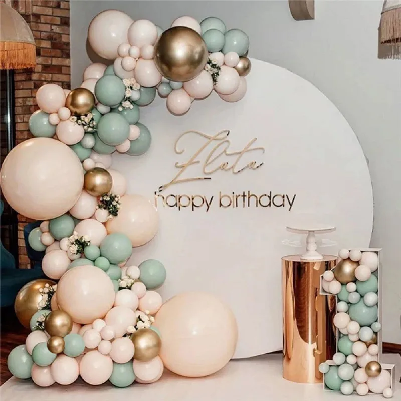 

117pcs/set Macaron Retro Green PInk Gold Balloon Garland Arch Kit ins Style Birthday Party Wedding Decoration Ballon Chain Set