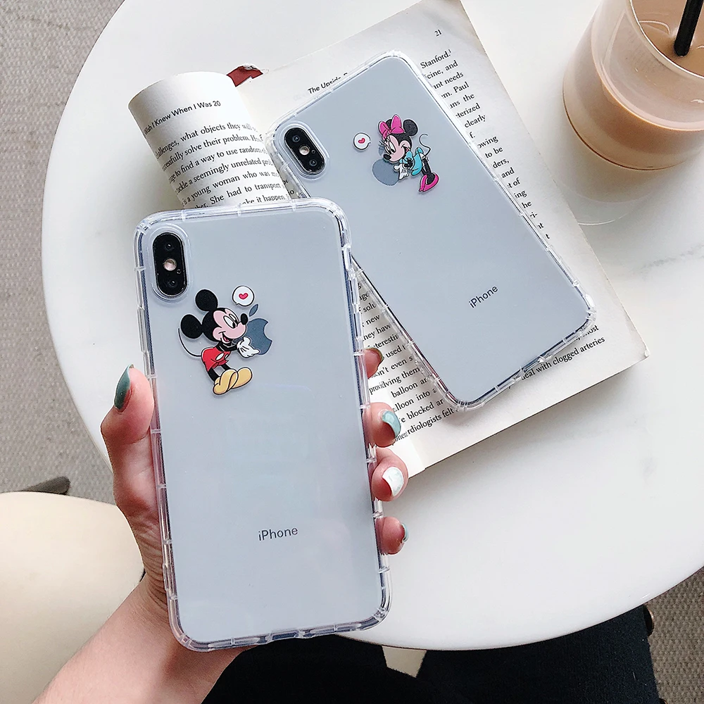 Мягкий прозрачный ТПУ чехол для iphone xs max xr Минни Винни Медведь Мультфильм