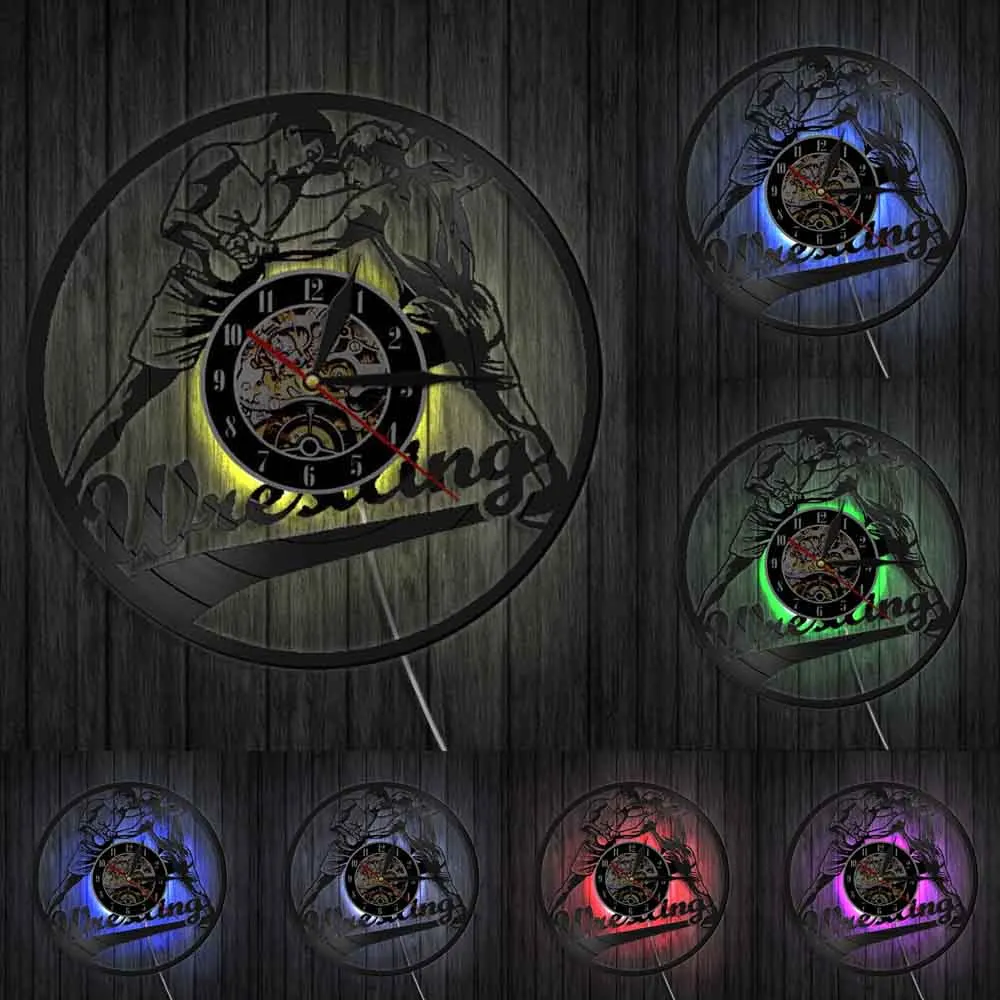 Настенные часы для борьбы спортивные боевые фиксаторы виниловая пластина