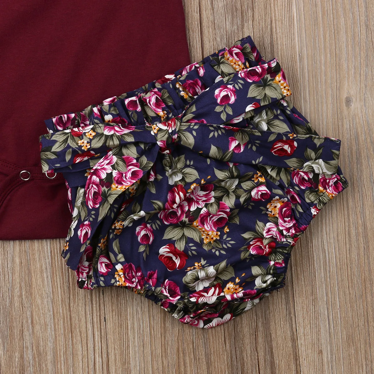 

Toddler Baby Girl Summer Clothes Cotton Sets Romper Shorts 2Pcs Baby Girl Summer Sets Ruffles Jumpsuit Floral Shorts 0-24M