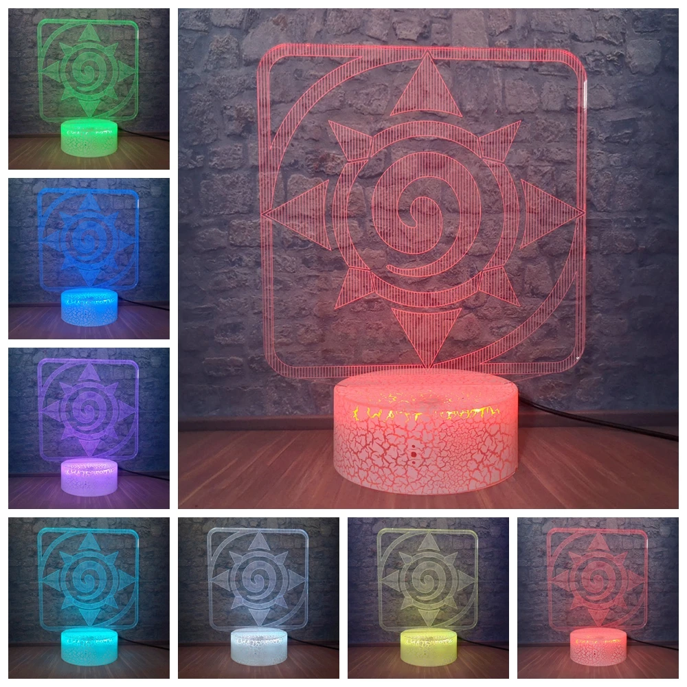 Новинка Наруто логотип лампа 3D светодиодный Декор ночник светильник 7 цветов