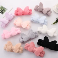 girls heart bow knot hairband fashion womens pure color knotted headband makeup washing face stretch hair accessories