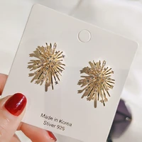new fashion design fireworks elegant stud earrings for women zircon flower wedding jewelry oorbellen accessories
