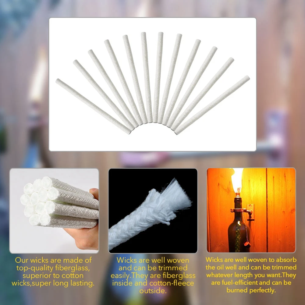 12 шт. сменный фитиль из стекловолокна для винной бутылки Tiki Torches садовый