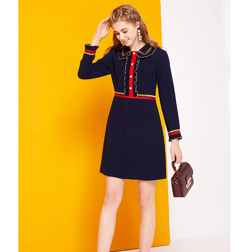 JSXDHK женское платье трапециевидной формы с длинными рукавами и оборками модное