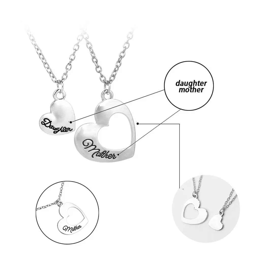 Ожерелье с подвеской в виде сердца гравировкой и надписью модное Простое для мам