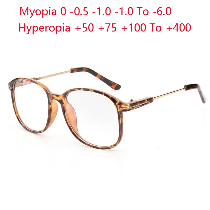 

Leopard Frame Oversized Diopter Eyeglasses Prescription Women Men Round Short-sight Eyewear Myopes Lunettes 0 -0.5 -0.75 To -6.0
