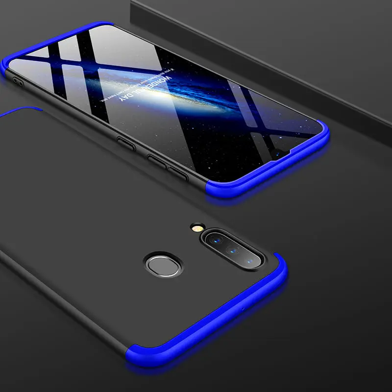 Для samsung Galaxy A40S чехол A40S 360 градусов полный чехол матовый чехол для samsung Galaxy A40S крышка со стеклянной защитой - Цвет: Black and Blue