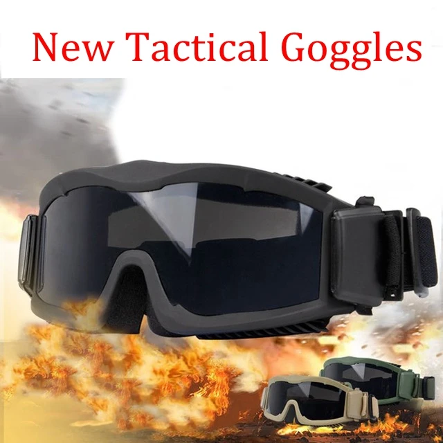 

Military Airsoft Tactical Goggles Army Combat Safety Glasses 3 Interchangeable Lens Anti-Fog Windproof Tactical Goggle