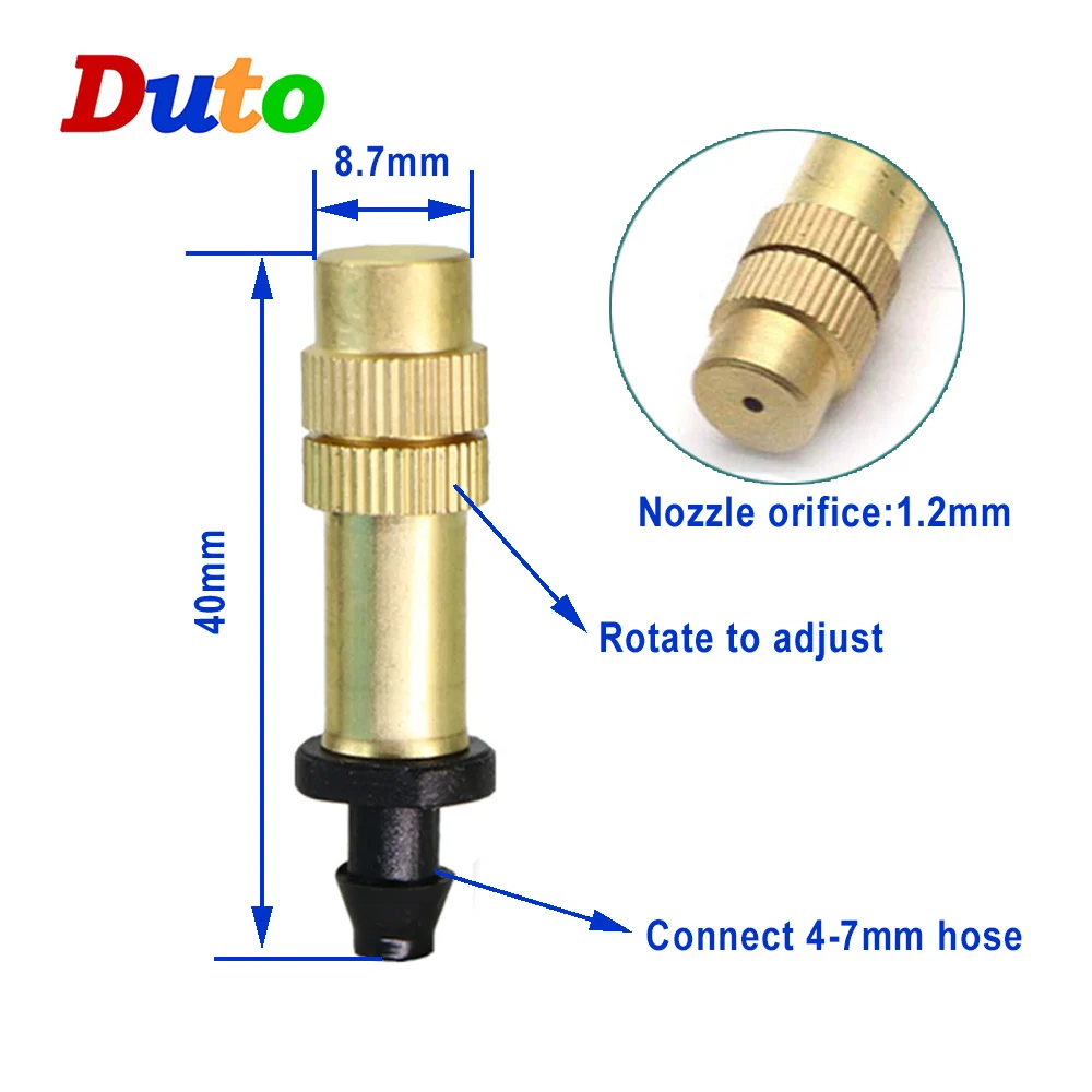 50Sets Adjustable Garden Drip Irrigation Misting copper Nozzle Dripper Watering Sprayer Atomizing Sprinkler 4/7mm Tee Connector | Дом и сад
