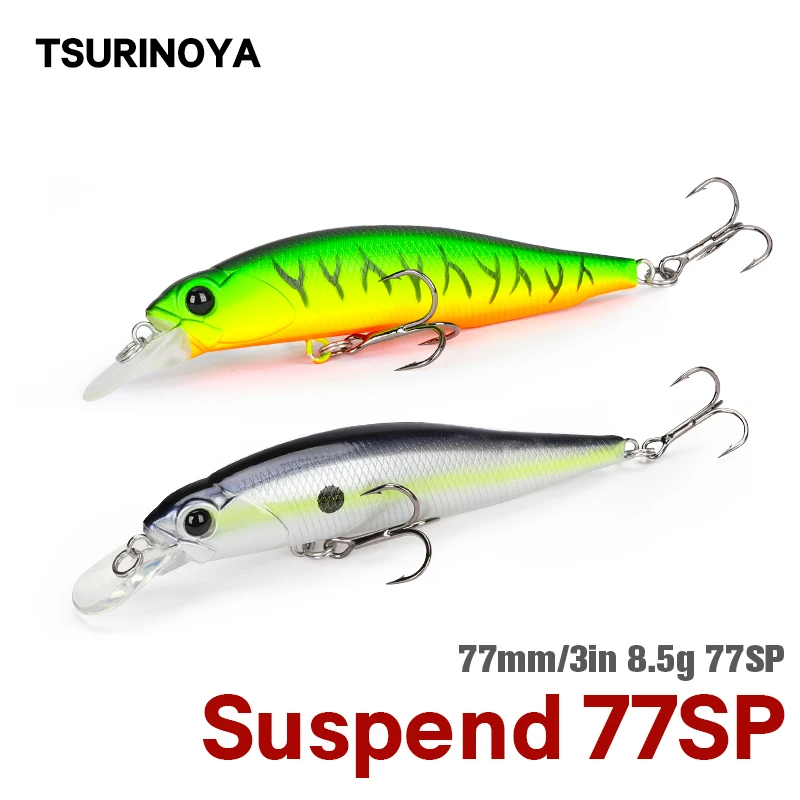 

TSURINOYA 77SP Jerkbait Suspending Minnow Fishing Lure DW101 77mm 8.5g 0.7-0.9m Pike Bass Artificial Hard Baits Wobbler Lures