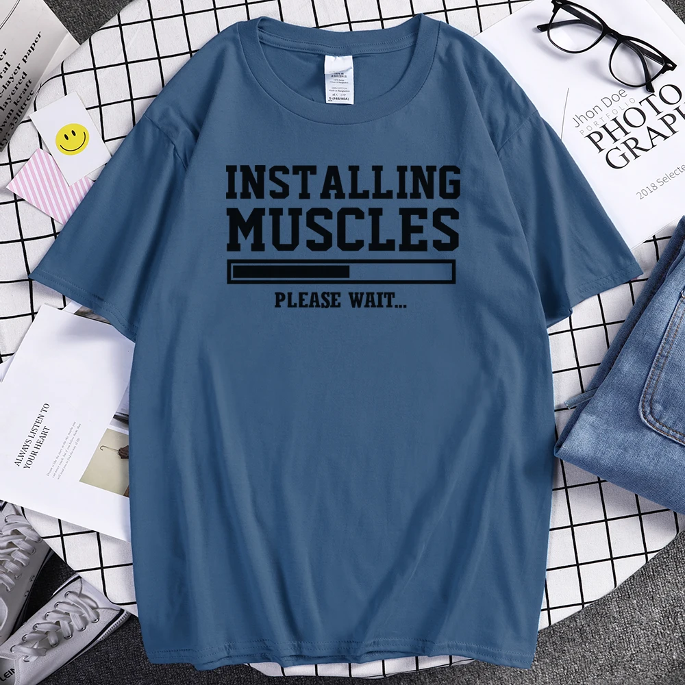 Мужские футболки лето 2019 забавная Футболка с принтом устанавливающих мышцы