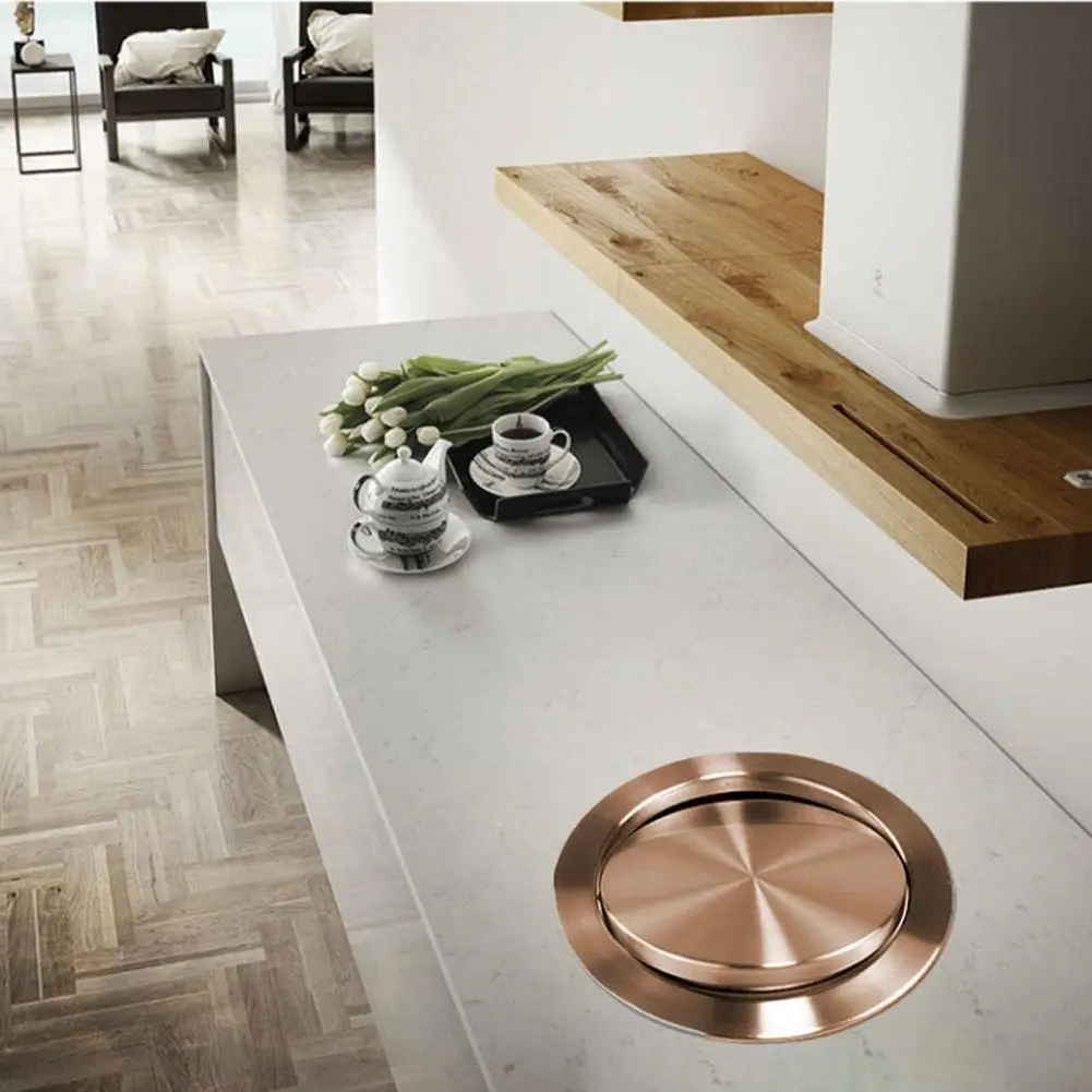 

Round Built-in Countertop Cover Steel Swing Cover Kitchen Can Sink Trash Tooling Cover A4x8