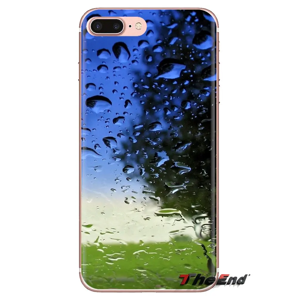 For iPhone XS Max XR X 4 4S 5 5S 5C SE 6 6S 7 8 Plus Samsung Galaxy J1 J3 J5 J7 A3 A5 Transparent Soft Shell Covers Macro Rain |