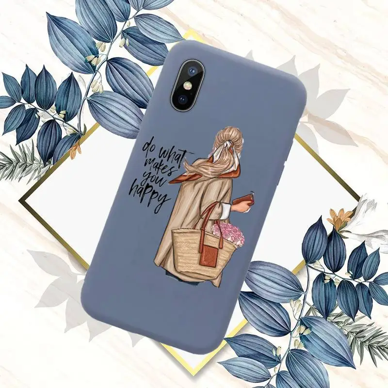 

Fashion cartoon beautiful Lady Phone Case Candy Color for iPhone 11 12 mini pro XS MAX 8 7 6 6S Plus X SE 2020 XR