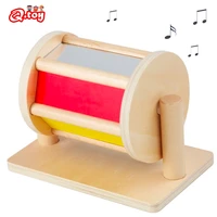 wooden textile sound drum montessori sensory toys color cognition with mirror colorful spinning educational christmas gift